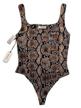 🐍 Aritzia Babaton Contour Squareneck Bodysuit Snake Print Size Medium BNWT